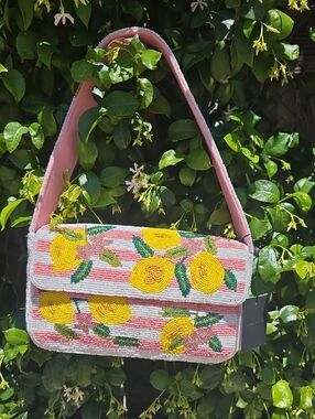Viral America & Beyond Lemon Beaded Bag
